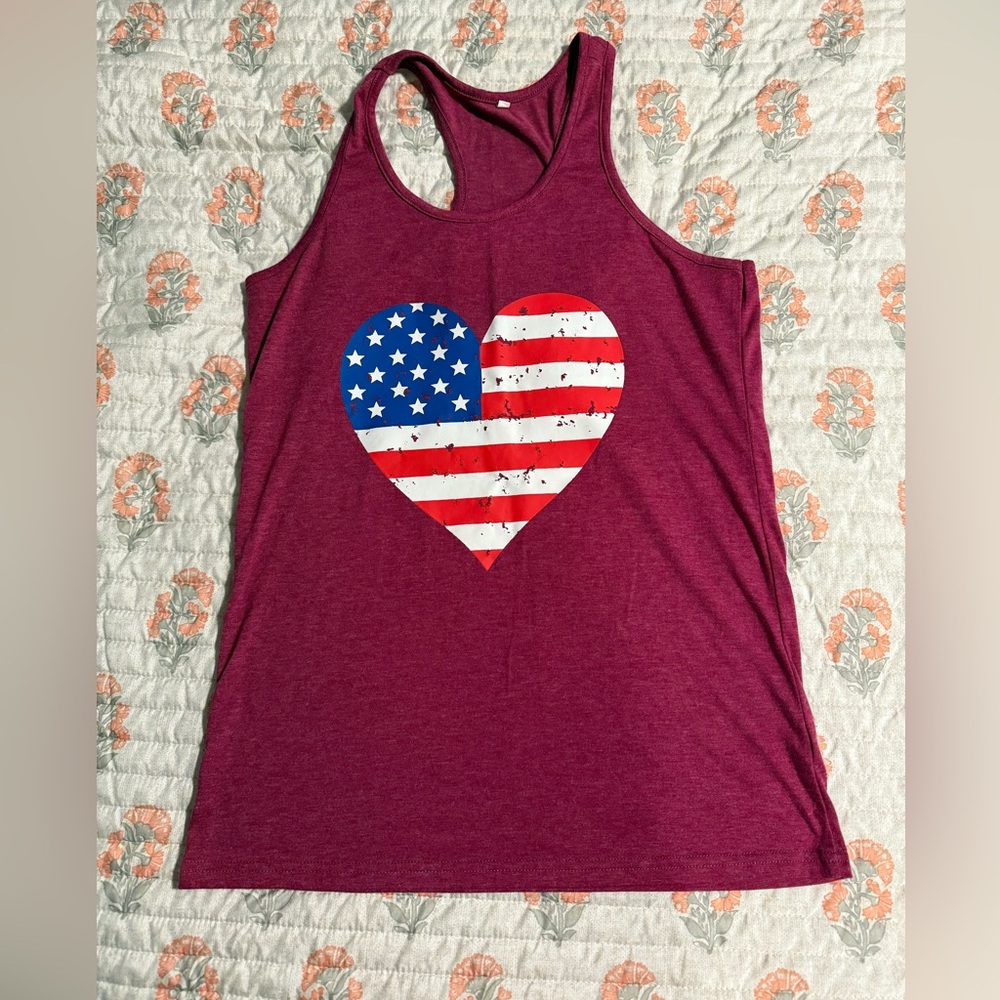 10 Items for $20: Amazon Women's Burgundy American Heart Tank Top